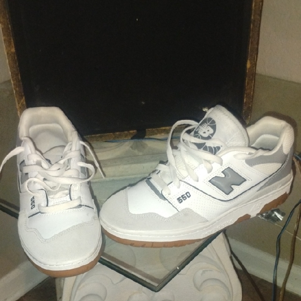 New Balance White and Gray Classic Sneakers